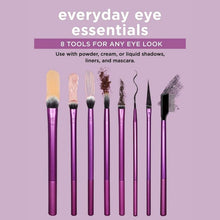 Load image into Gallery viewer, Real Techniques Eyeshadow Brush Set, Makeup with Gel Eyeliner, Flat Eye, and Eyelash Brushes, Purple, 8 Piece