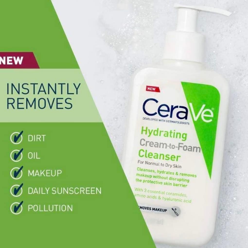 CeraVe Hydrating Cream to foam cleanser
