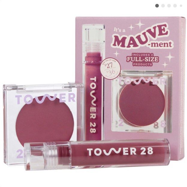 Tower 28 Beauty It's a Mauve-ment Lip Gloss + Cream Blush Duo Set